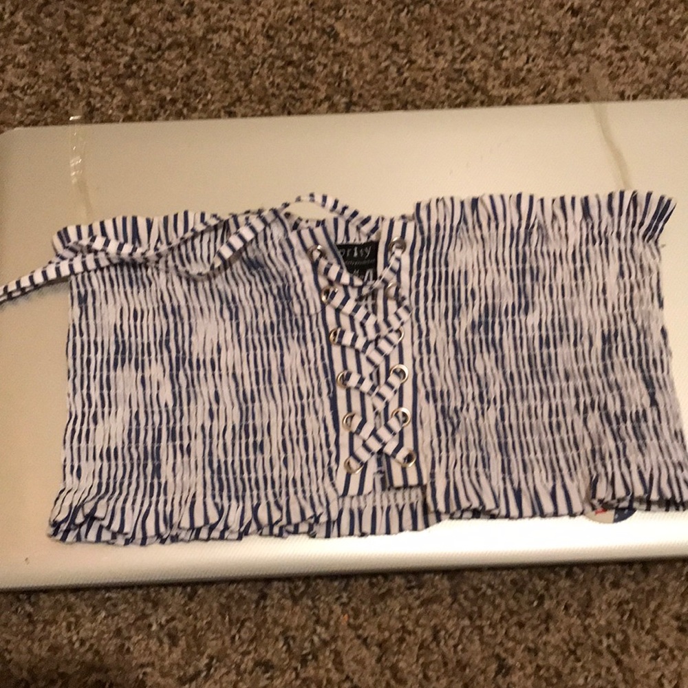 Laced up strip crop top